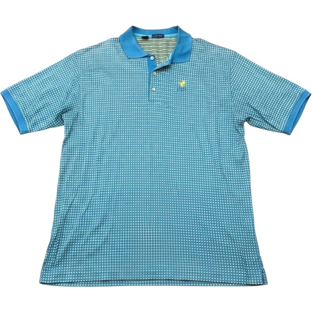 Jeff Rose‎ Troon North Golf Polo Shirt Mens XXL Blue Yellow Geometric Knit Italy